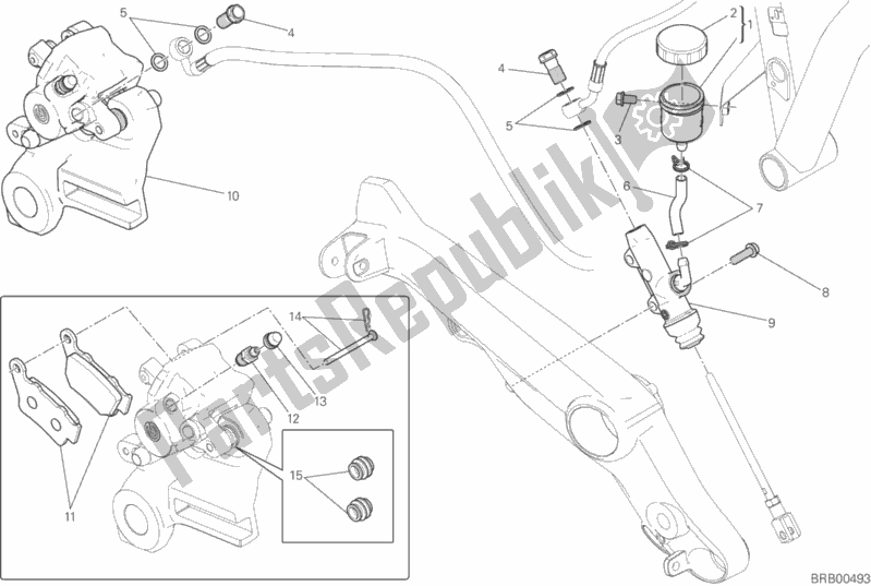 All parts for the Rear Brake System of the Ducati Scrambler Flat Track PRO USA 803 2016